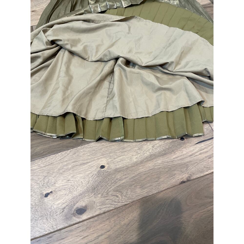 Ann Taylor Metallic Pleated Midi Skirt Size 16 Gold - Picture 6 of 7